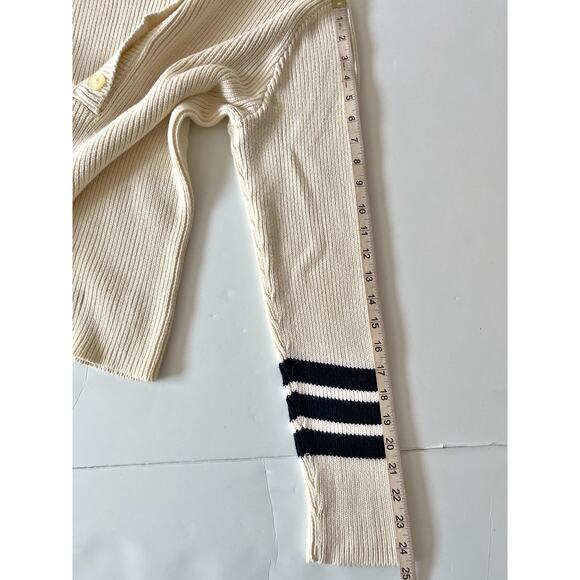 Lauren Ralph Lauren Ribbed Sweater Pullover Women L Cream High Neck 1/2 Button - Picture 5 of 7